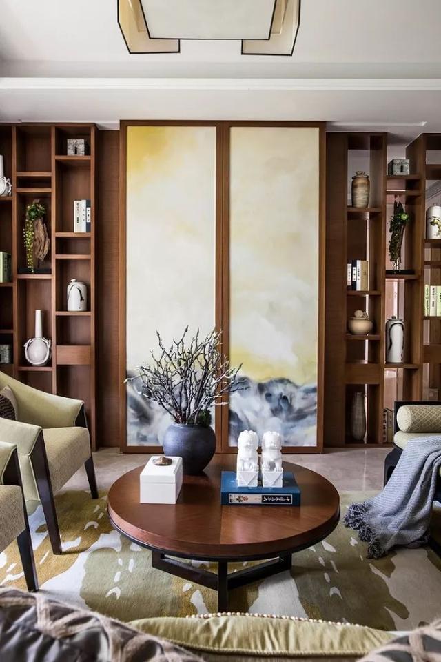 139㎡现代中式,电视墙的屏风柜,很特别!