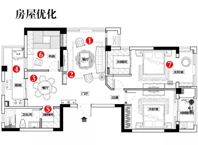 119平的现代美式风三居室，稳重感与跳跃色彩并存